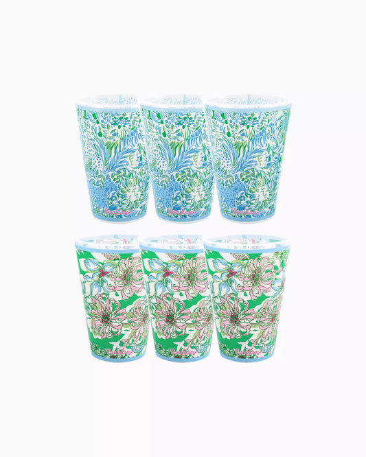 Lilly Pulitzer- Pool Cups-Dandy Lions/Blossom Views