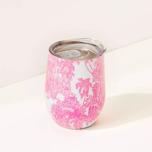 Lilly Pulitzer Stemless Tumbler- Palm Beach Toile