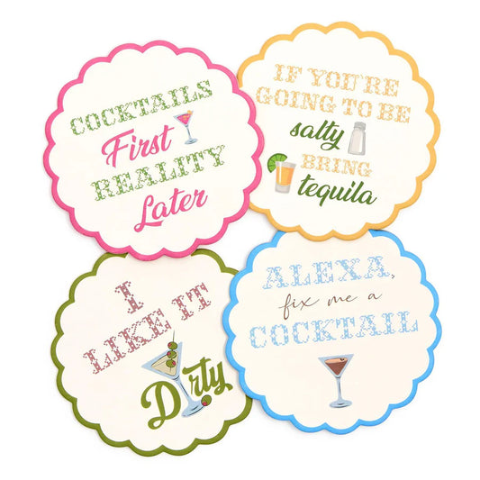 Cocktails First Set of 24 Heavyweight Paper Coasters in Gift Box