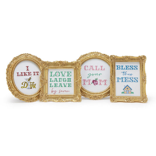 Embroidered Cross Stitch Framed Wall Art