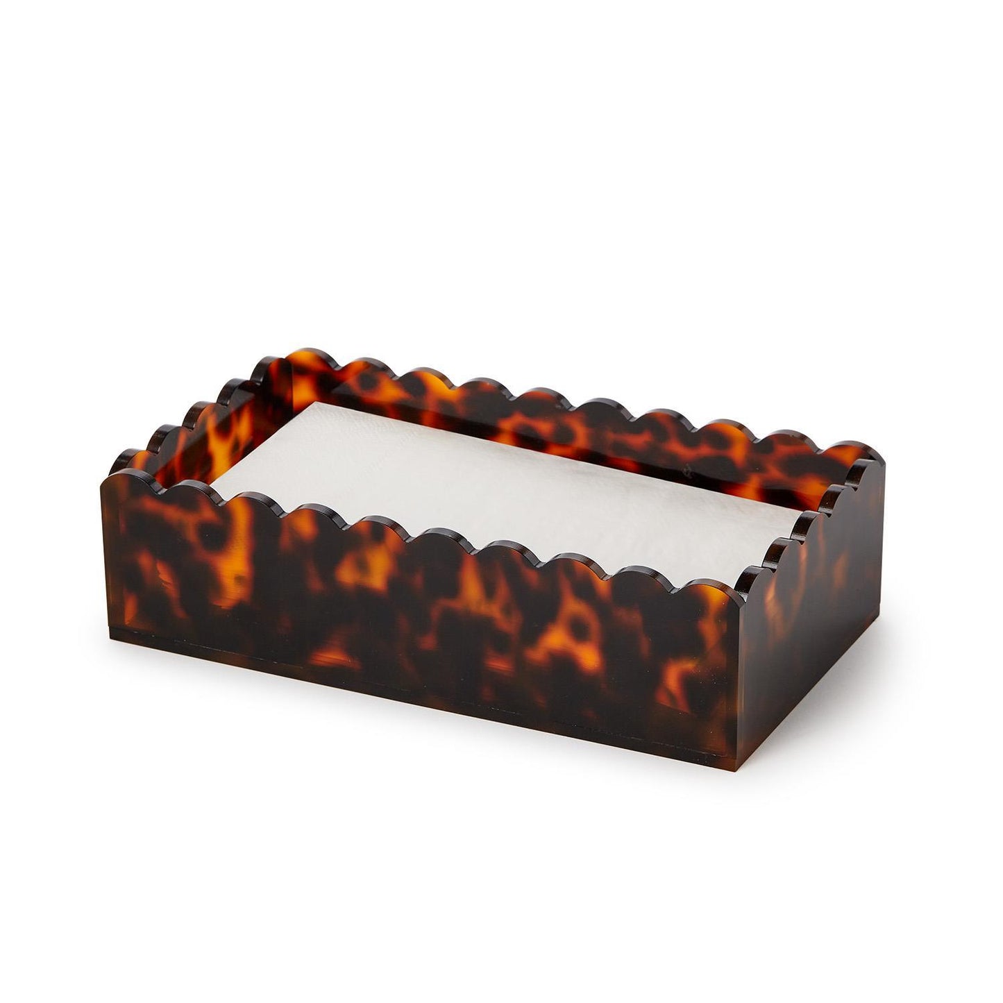 Tortoise Print Scalloped Edge Acrylic Guest Towel Holder- Acrylic