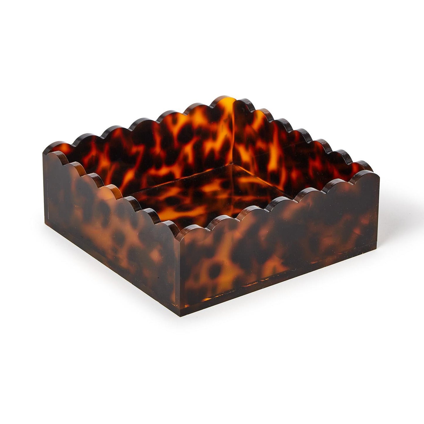 Tortoise Print Scalloped Edge Acrylic Cocktail Towel Holder