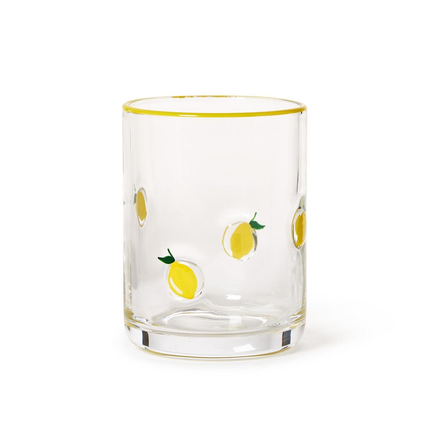 Lemon Hand-Painted Double Old Fashion Glass 16 oz