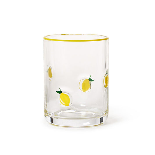 Lemon Hand-Painted Double Old Fashion Glass 16 oz