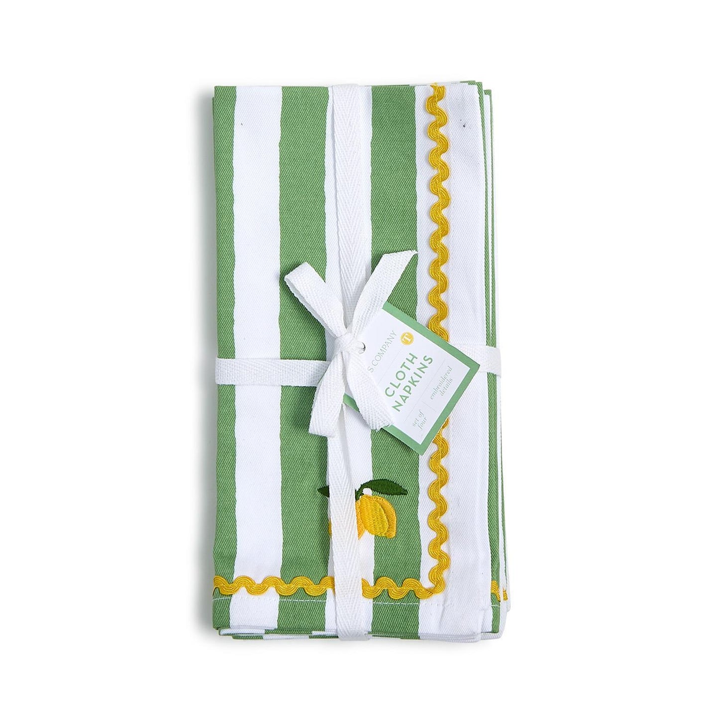Lemon Grove Set of 4 Embroidered Cloth Dinner Napkins