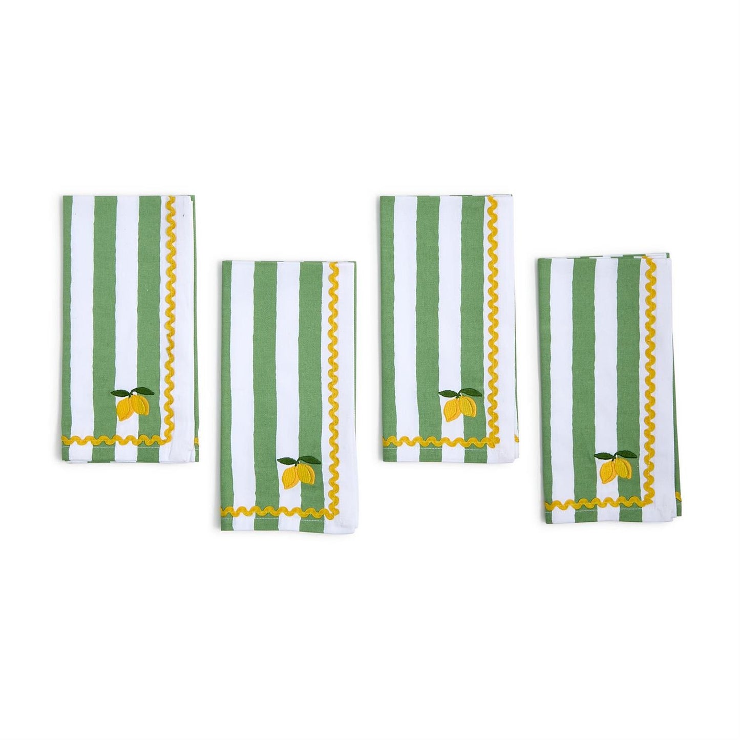 Lemon Grove Set of 4 Embroidered Cloth Dinner Napkins