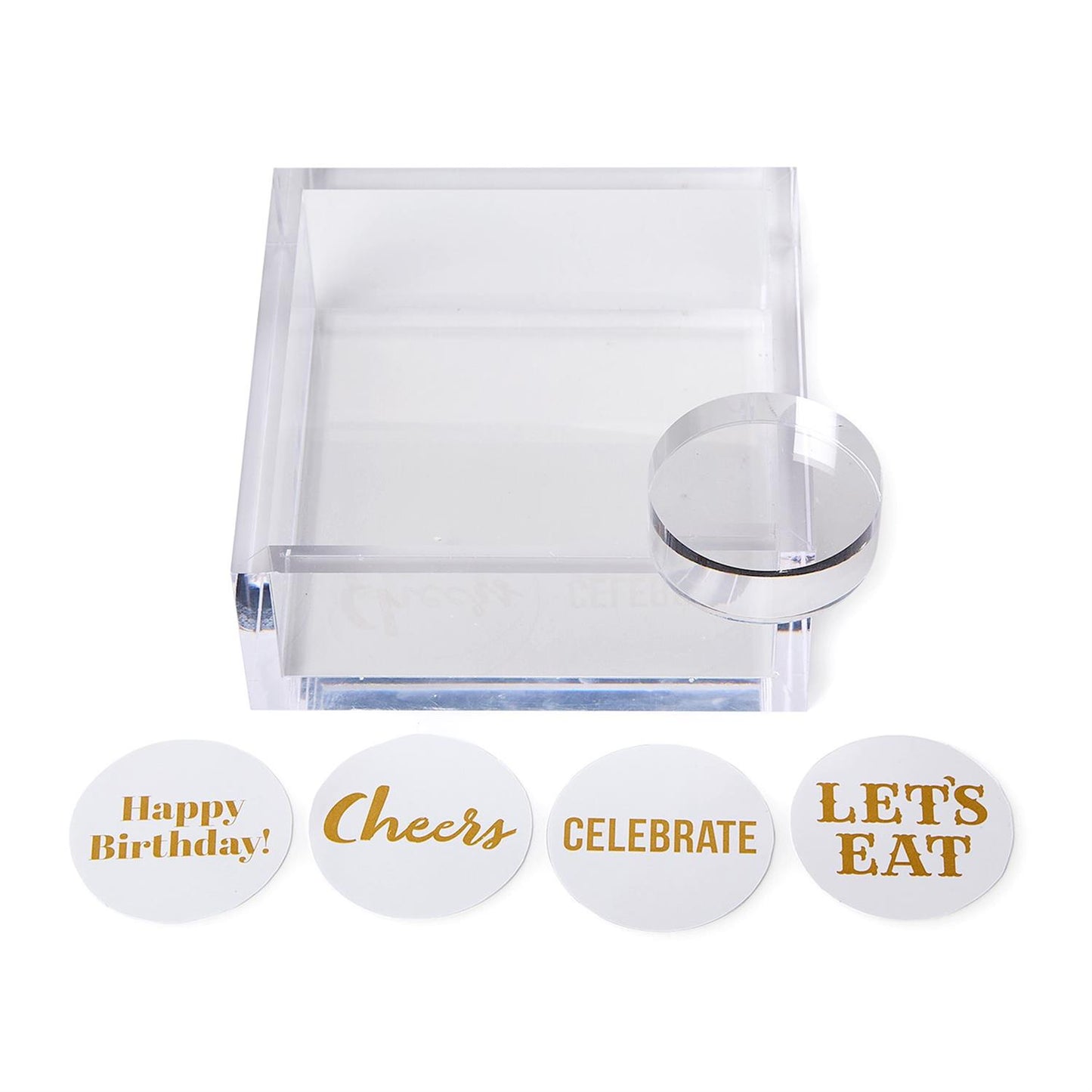 Clear Acrylic Cocktail Napkin Holder with Clear Acrylic Paper Weight
