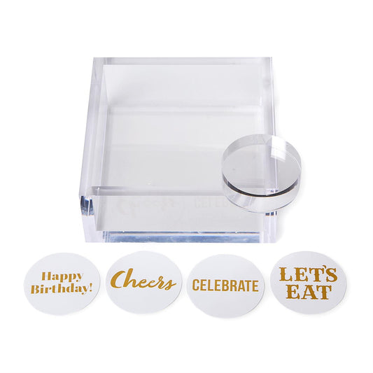 Clear Acrylic Cocktail Napkin Holder with Clear Acrylic Paper Weight