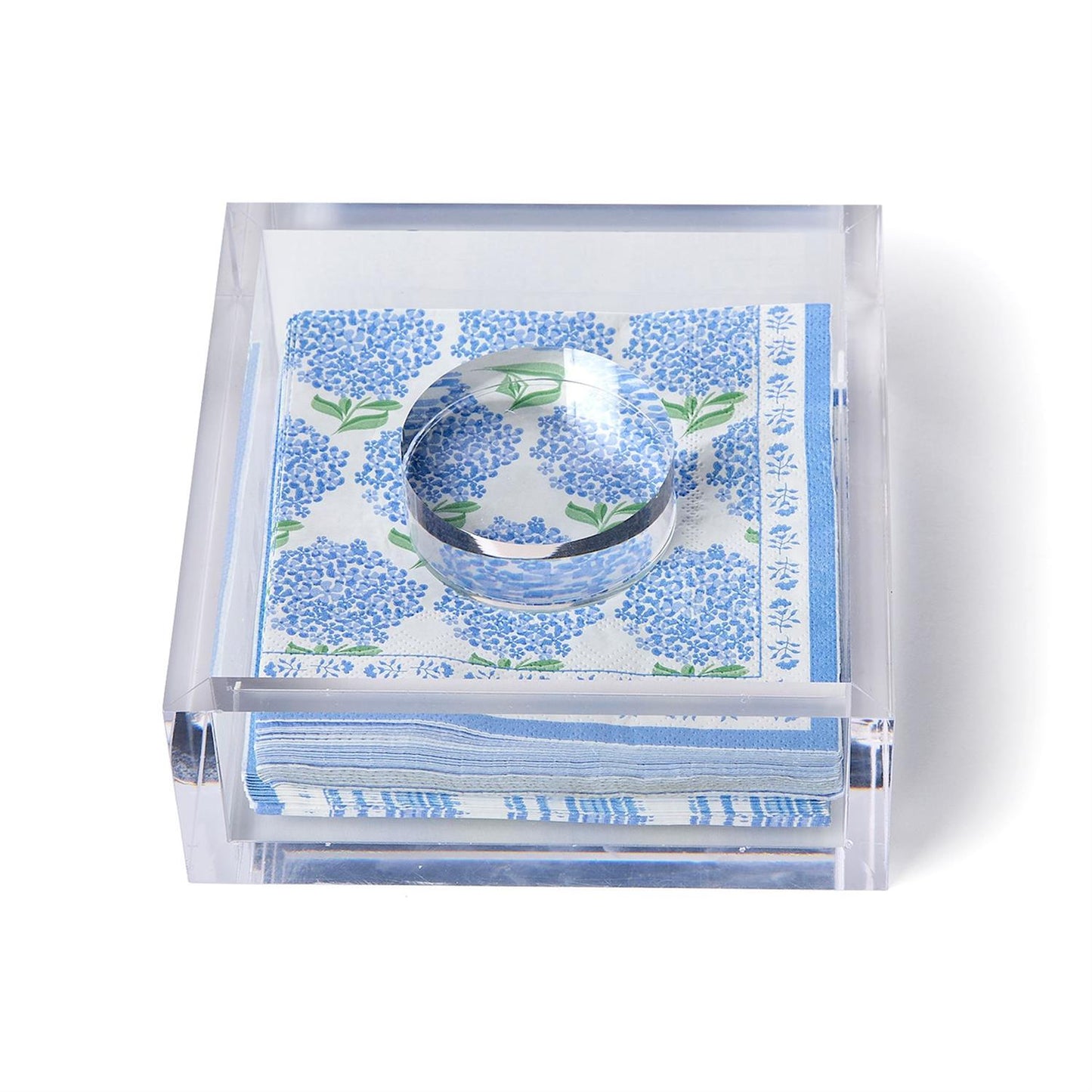 Clear Acrylic Cocktail Napkin Holder with Clear Acrylic Paper Weight