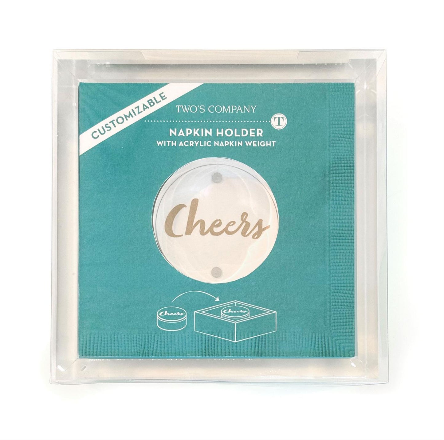 Clear Acrylic Cocktail Napkin Holder with Clear Acrylic Paper Weight