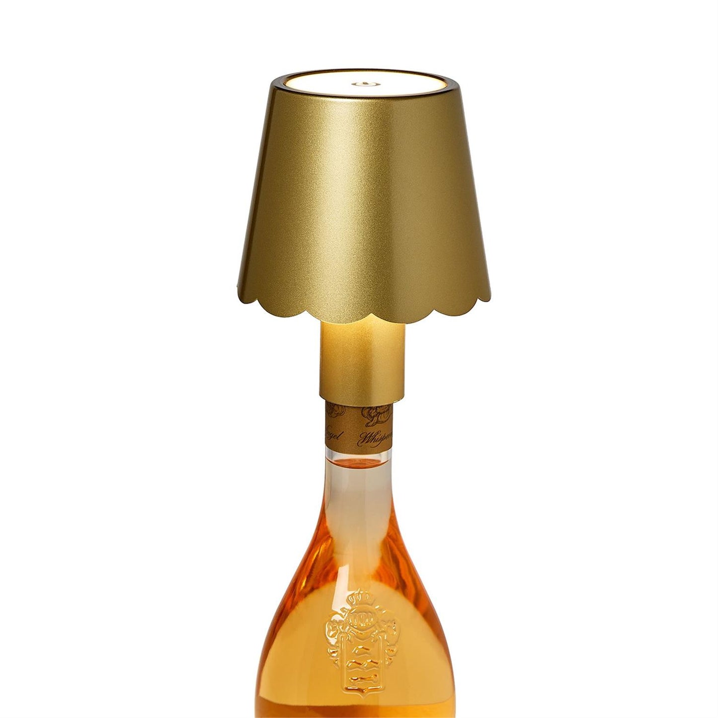 LED Touchable Gold Scalloped Lampshade with Bottle Stopper in Gift Box