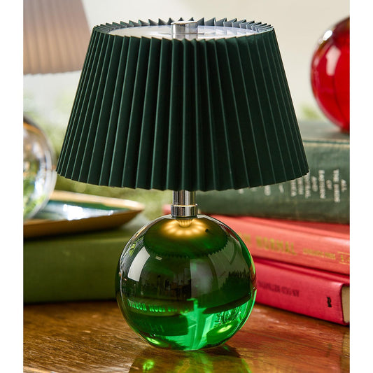 Crystal-Style Glass LED Portable Cordless Table Lamp- Green