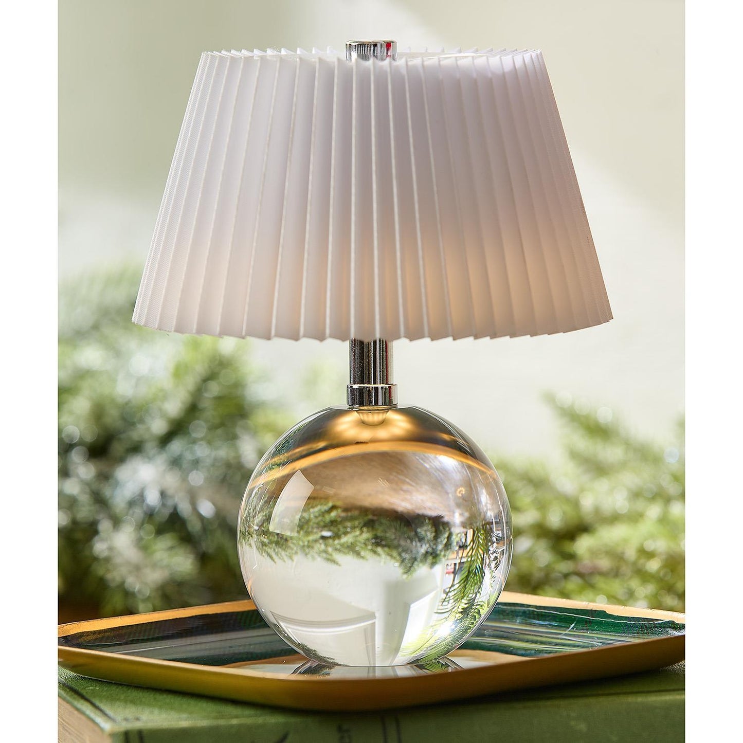 Crystal-Style Glass LED Portable Cordless Table Lamp- Clear