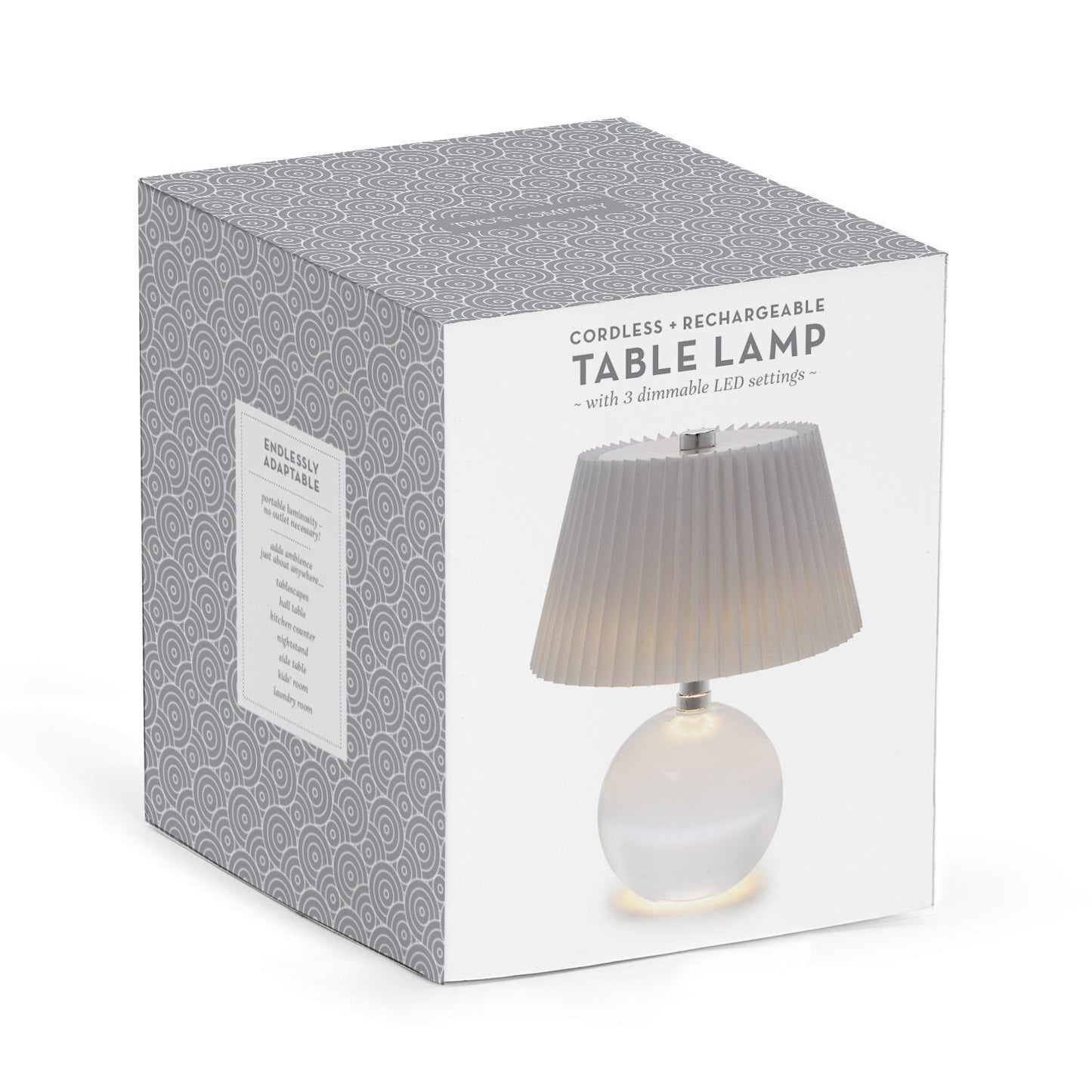 Crystal-Style Glass LED Portable Cordless Table Lamp- Clear