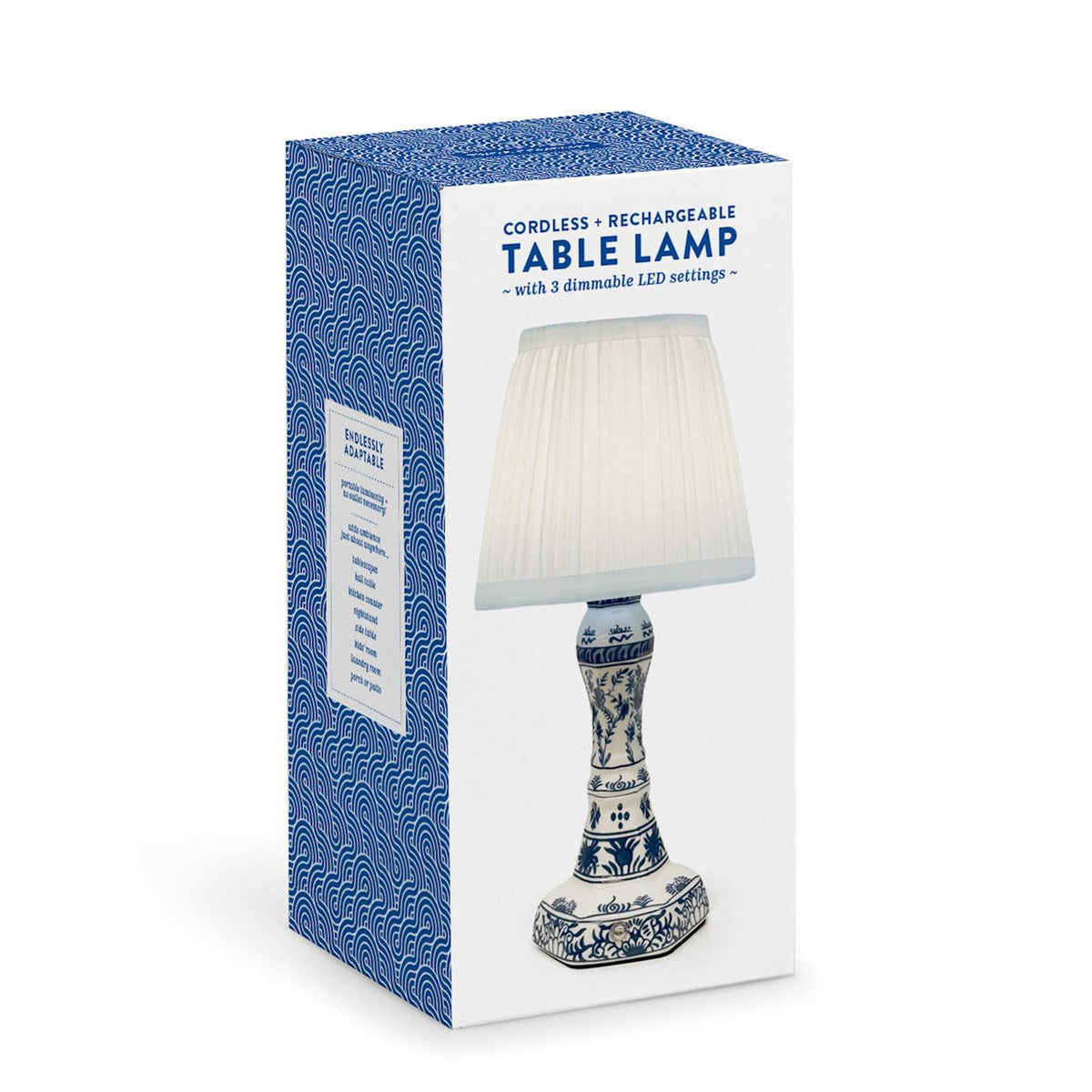 LED Cordless Chinoiserie Blue and White Floral Table Lamp
