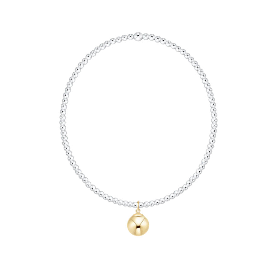Classic Mixed Metal 2mm Bracelet Classic Gold 8mm Charm