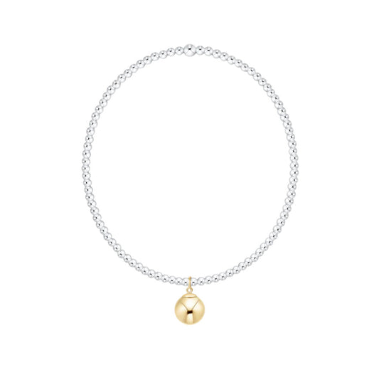 Classic Mixed Metal 2mm Bracelet Classic Gold 8mm Charm