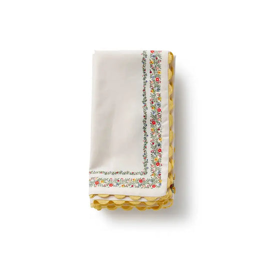 Rosette Stripe Embroidered Cotton Napkins, Set of 4