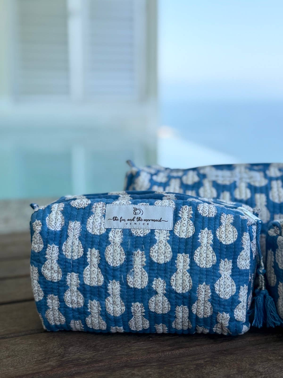 Block Printed Toiletry/Cosmetic/Travel Bags (Set of 3)