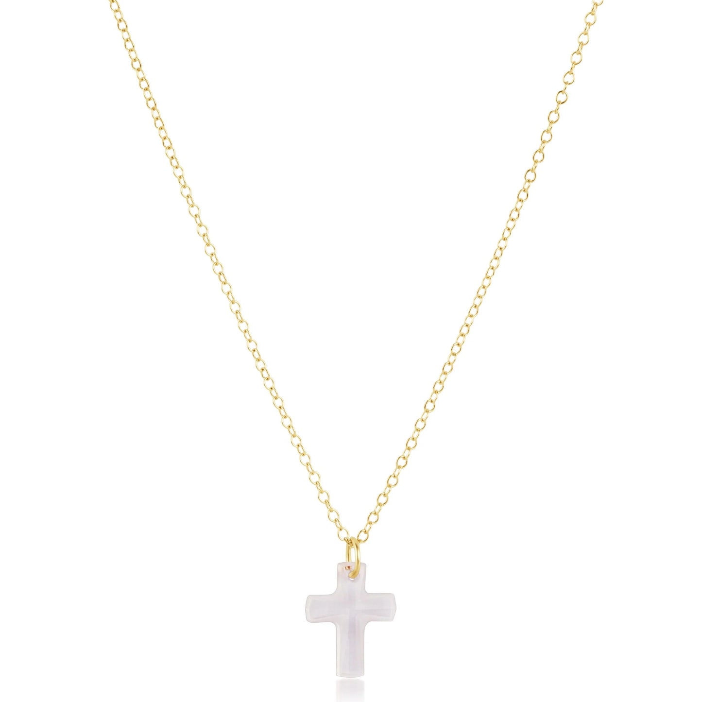 16" Necklace Gold Blessed Crystal Charm