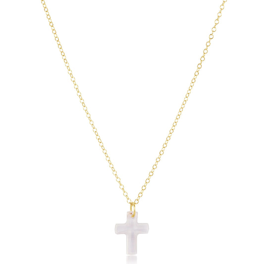 16" Necklace Gold Blessed Crystal Charm