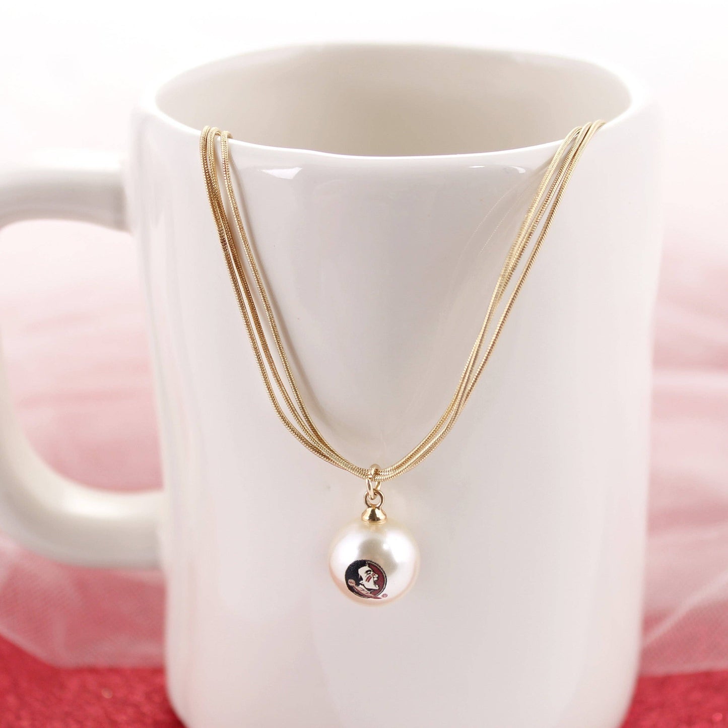 Florida State Gold & Pearl Logo 3-Strand Necklace