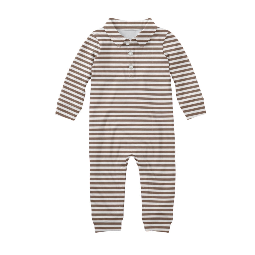 Chocolate Stripes - Sweatshirt Polo Romper