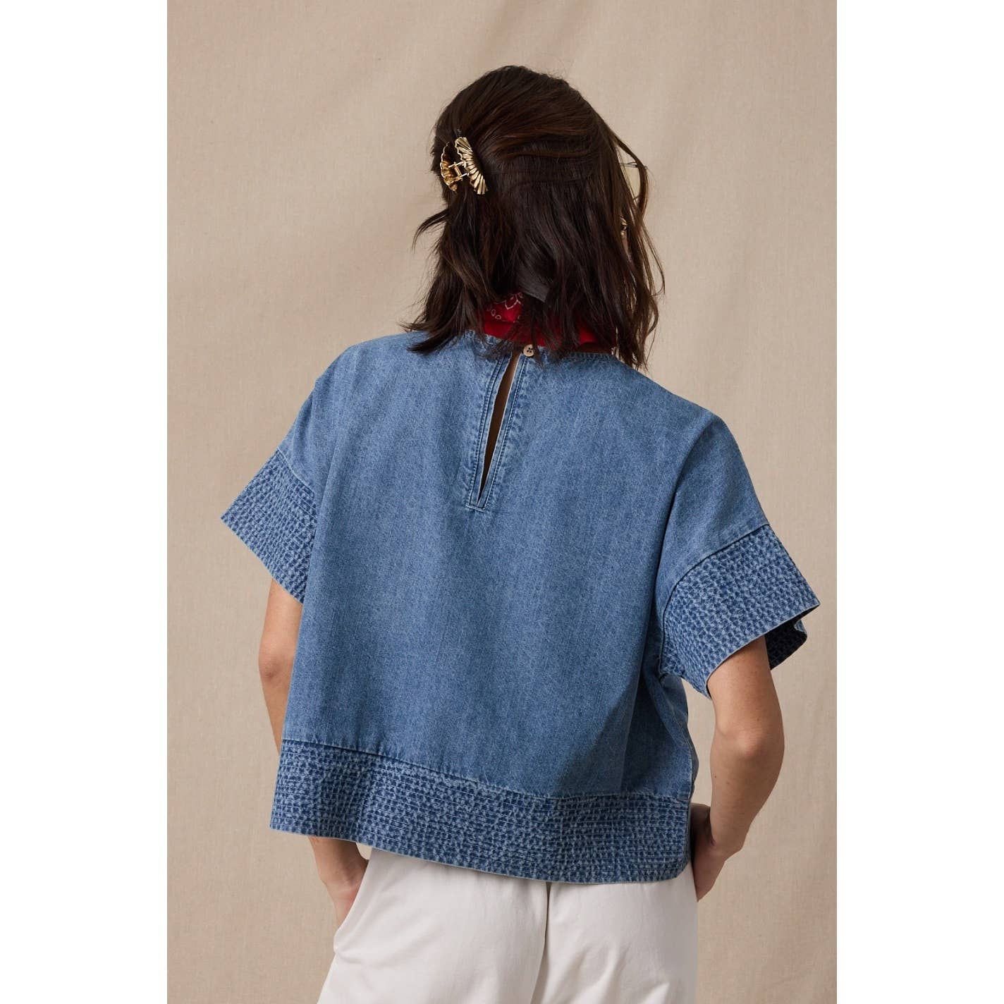 COTTON DENIM BOXY TOP