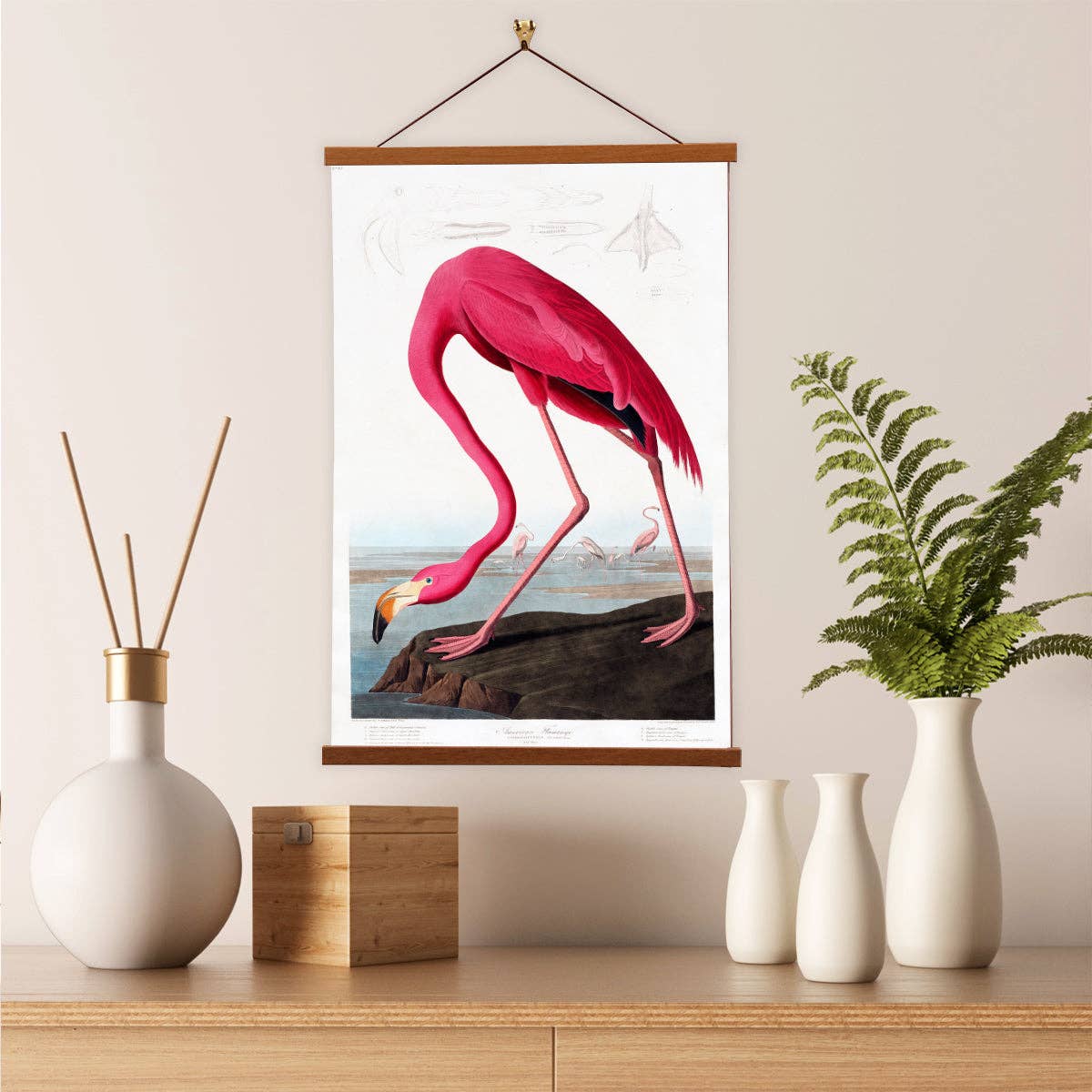 American Flamingo - James Audubon Wall Art Canvas Painting