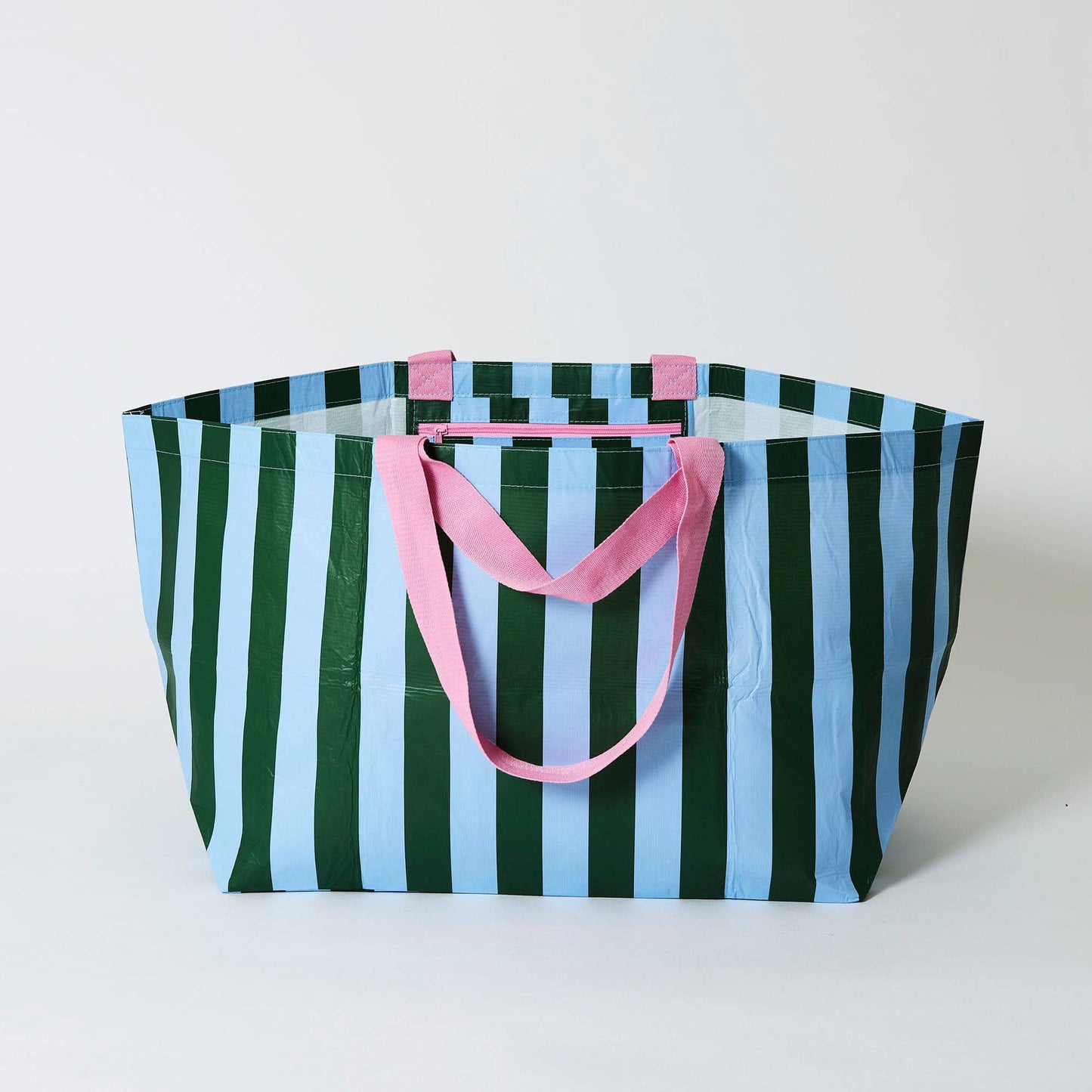 Green Blue Stripe Oversized Tote