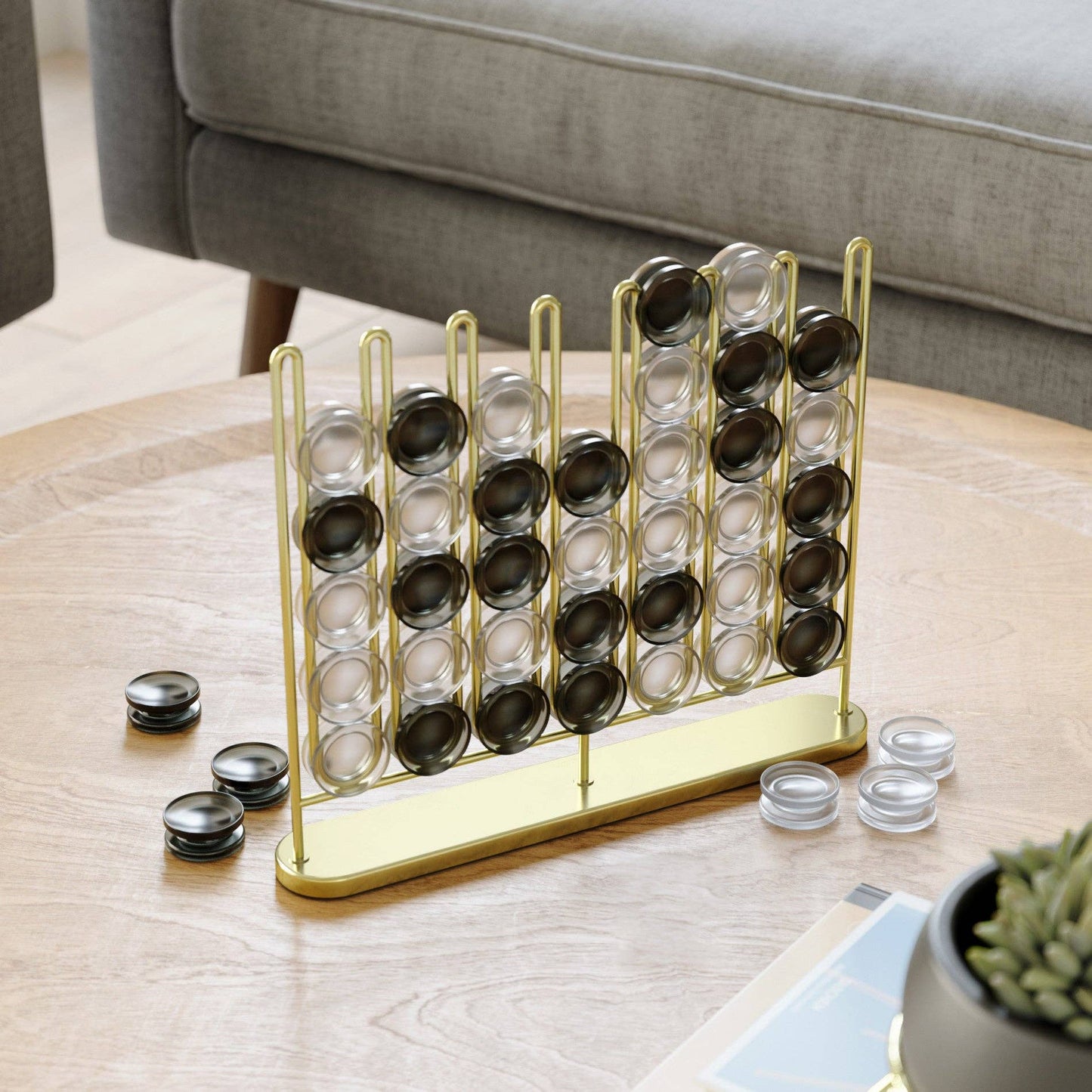 Connect 4 Game Stax 4 in a Row Home Decor Display: Brass