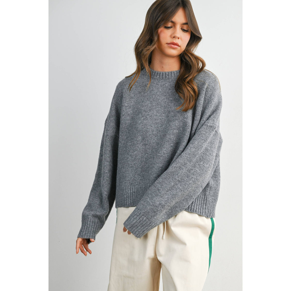Tie-Back Sweater - Grey
