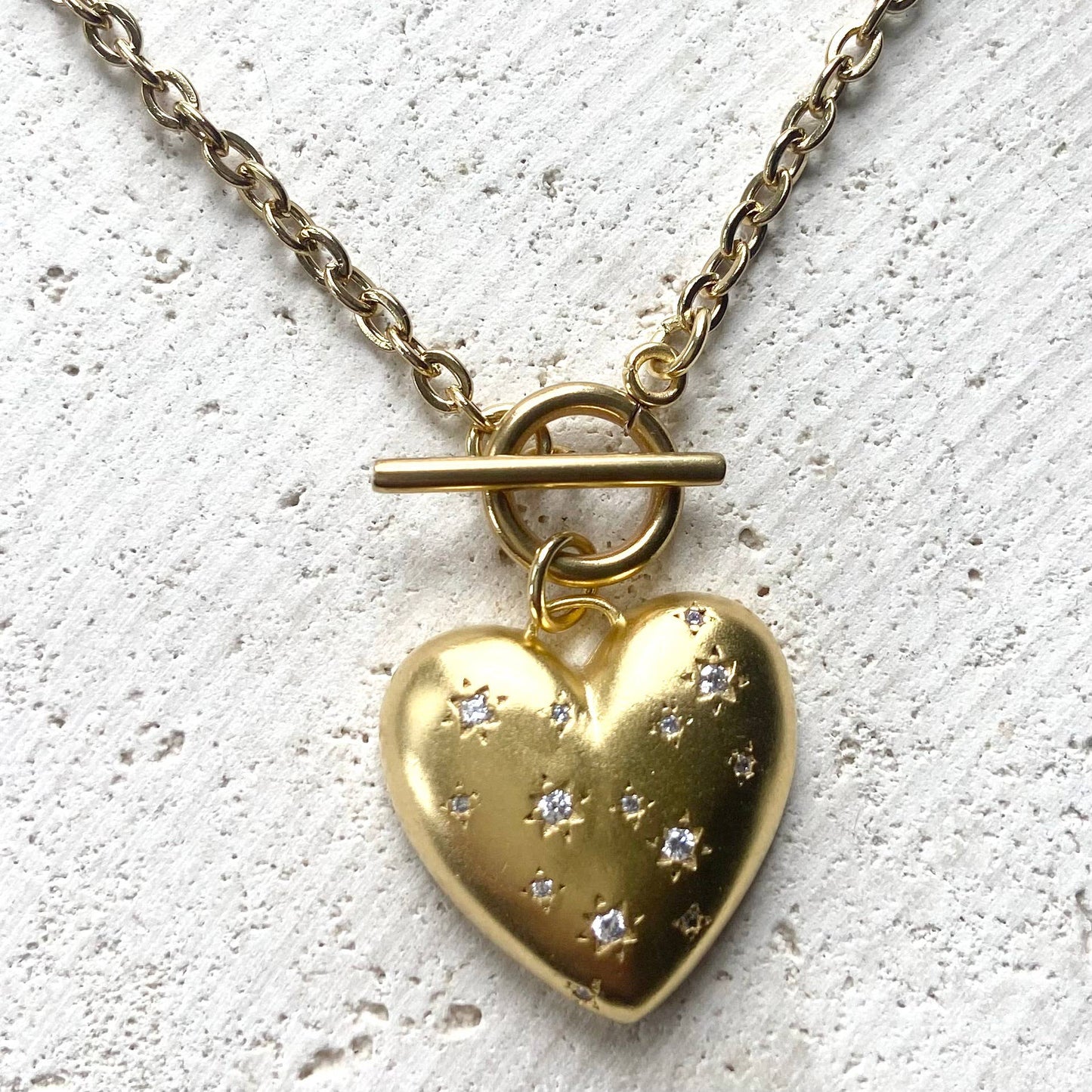 Hand Casted Sparkly Heart Necklace 
