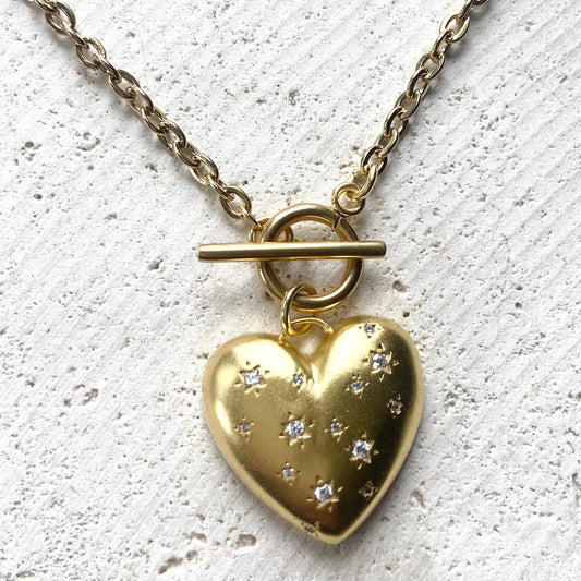 Hand Casted Sparkly Heart Necklace 