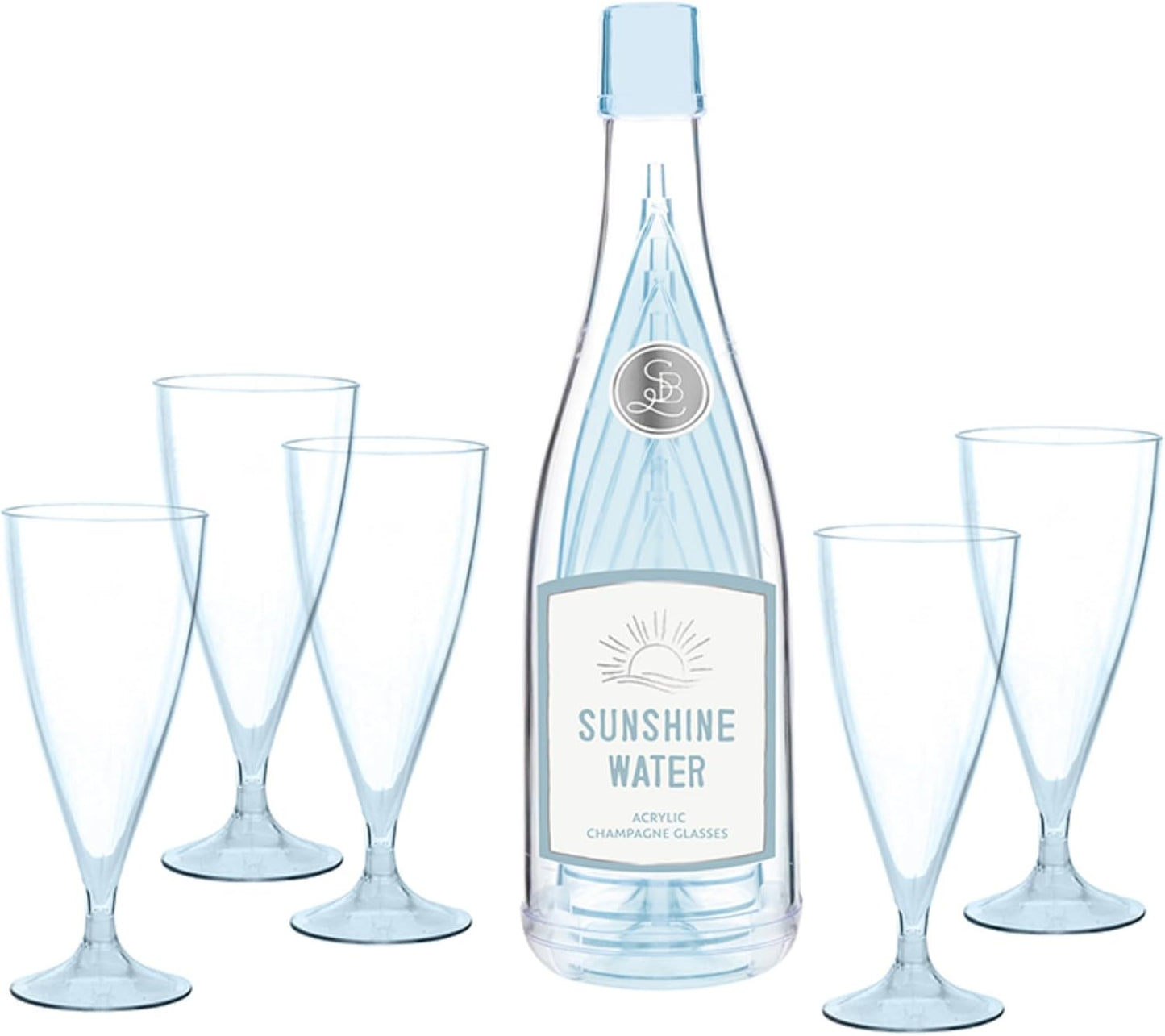 Sunshine Water Stackable Acrylic Glasses with Storage Bottle, Set of 5