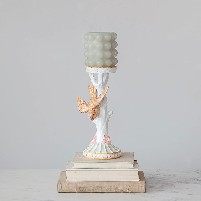 Resin Bird Pillar Candle Holder