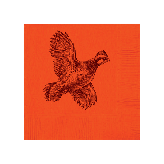 Quail Beverage Napkins - ORANGE