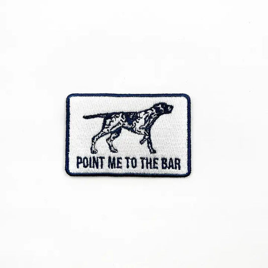 Navy Blue & White Pointer Dog Iron-On Patch, Dog Lovers, Bar