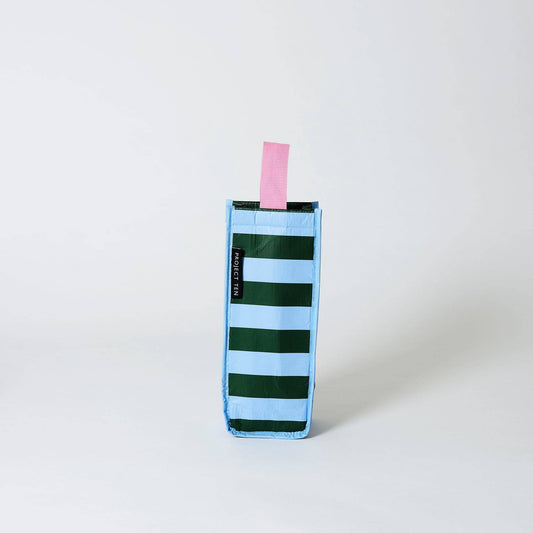 Green Blue Stripe Wine Bag
