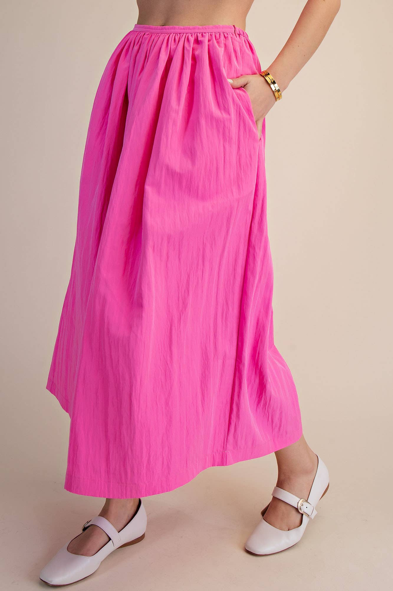 A-Line Midi Skirt: Pink