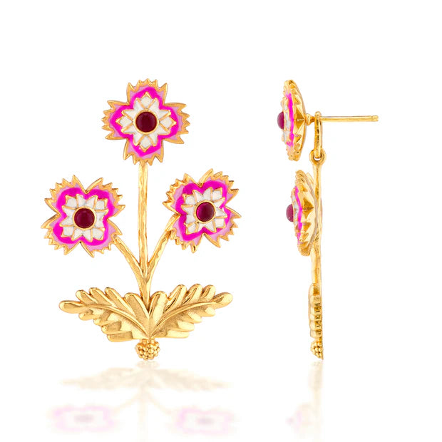 Dianthus Convertible Bouquet Post Earrings - Pink