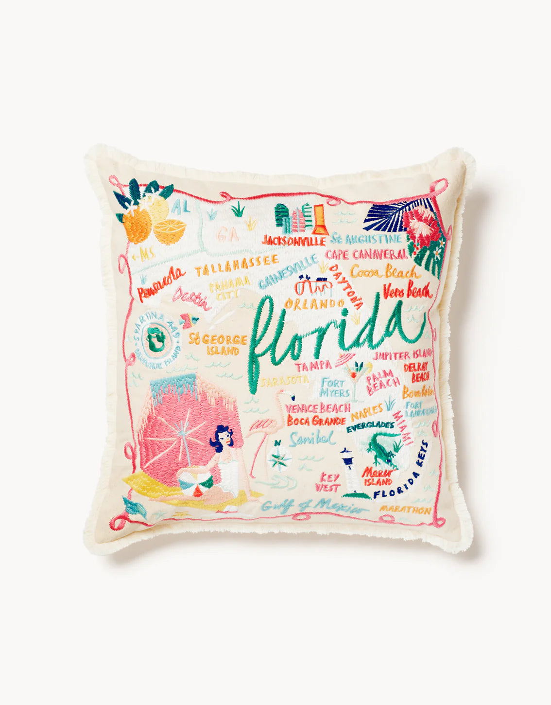 Embroidered Pillow Florida