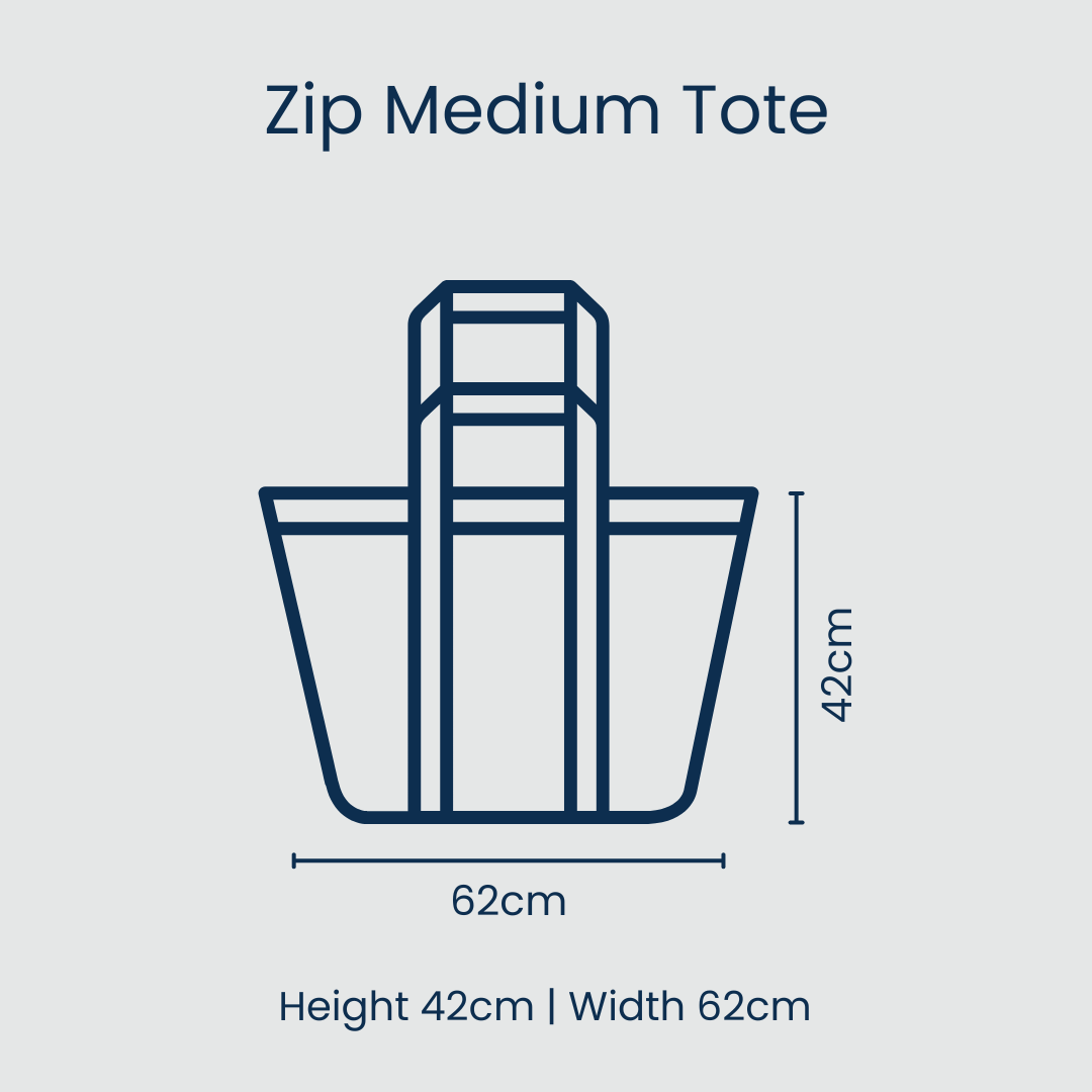 Green Blue Stripe Zip Medium Tote