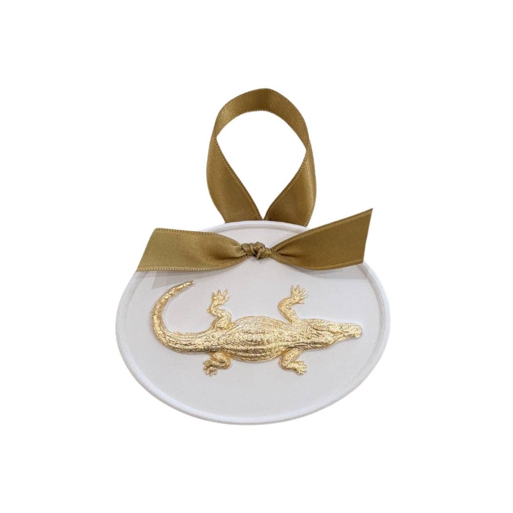 Gold Leaf Alligator Ornament