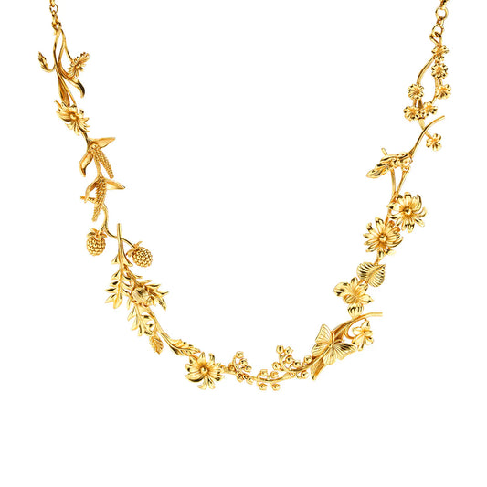 Meadow Wildflower Necklace, 16" - Gold