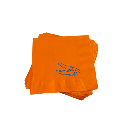 Gator Orange Napkin Blue Shiny Foil Napkins