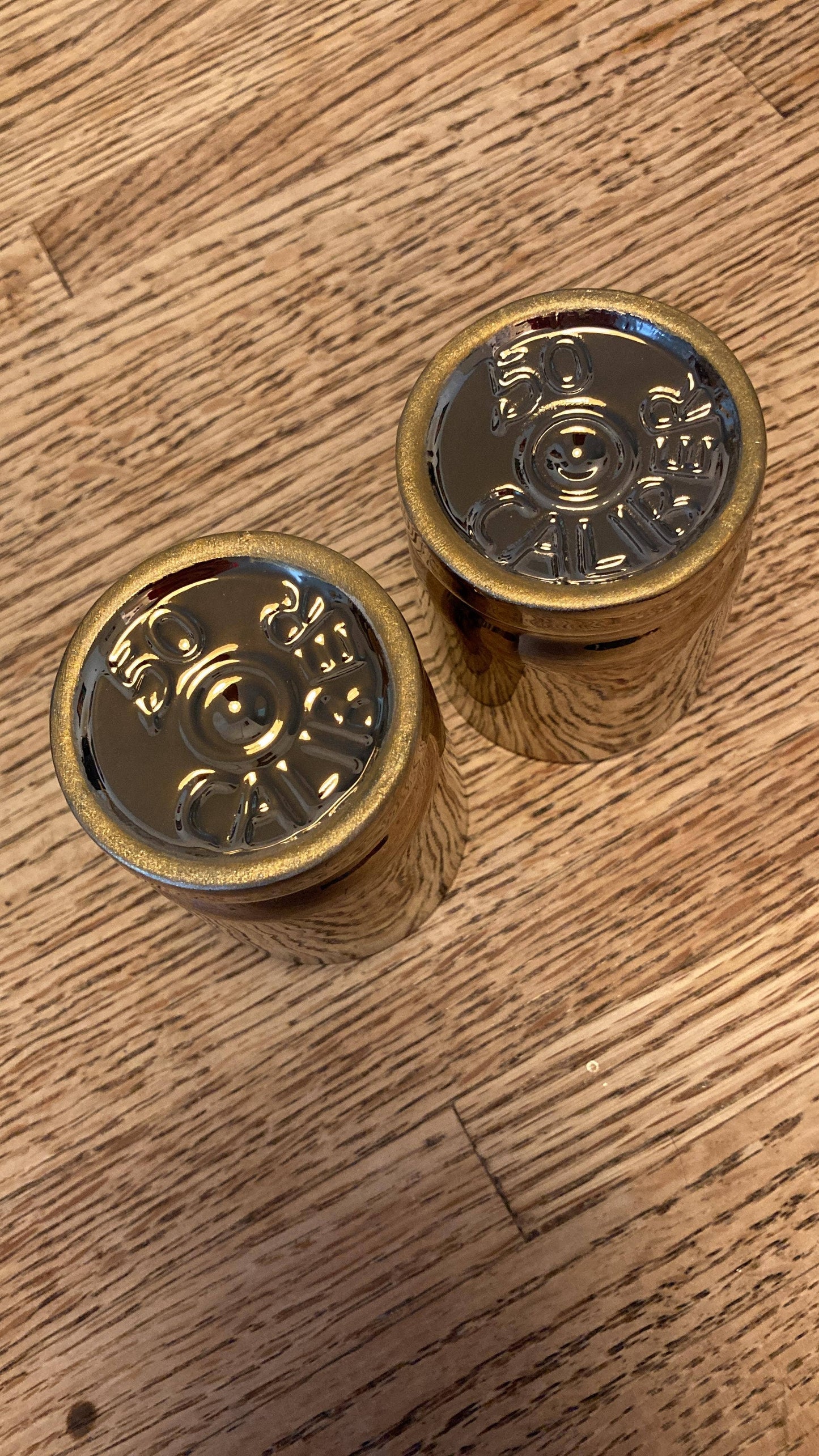 50 Caliber Brass Ceramic Shot Glasses - Set of 2