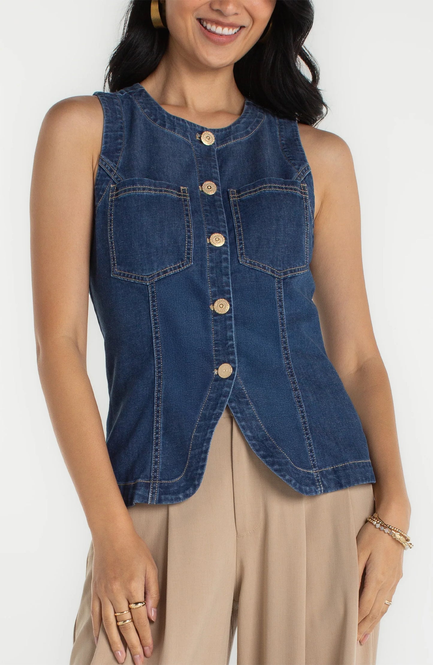 Crew Neck Split Front Vest - WILDER
