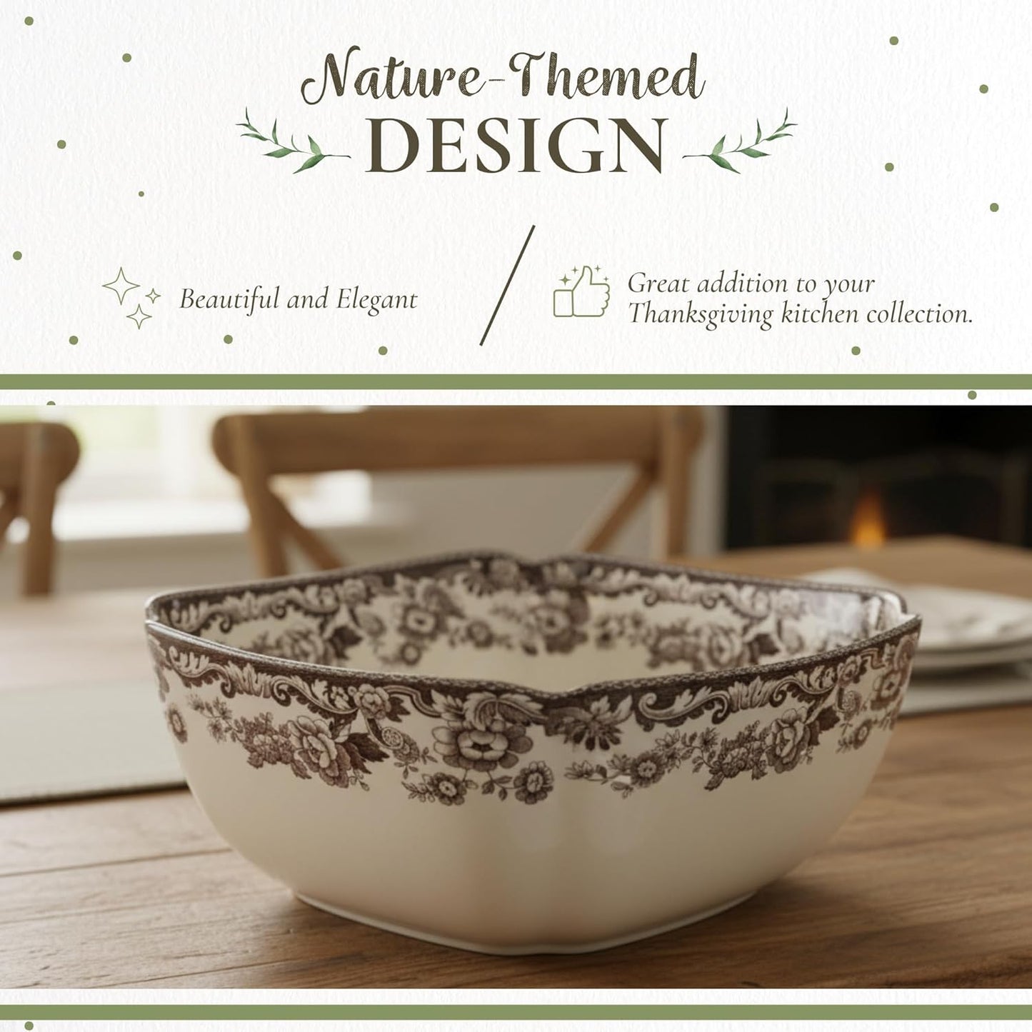 Woodland Deep Square Serving Bowl, Pheasant