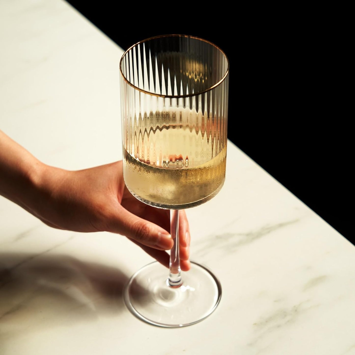 Meridian Wine Glasses with Gold Rim